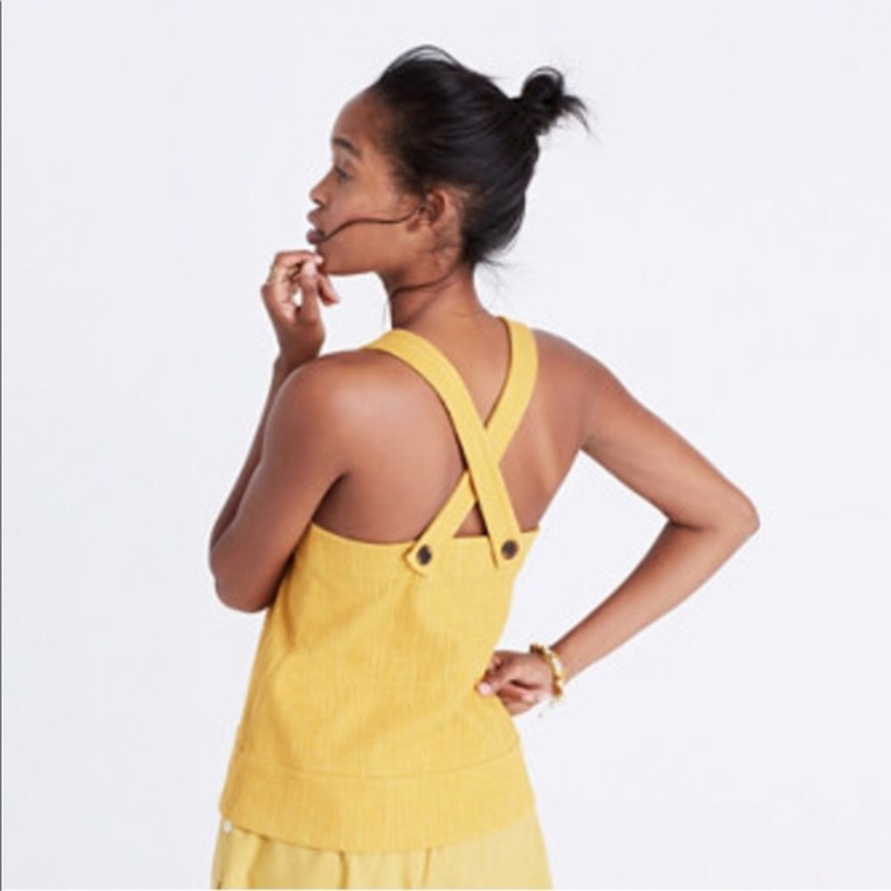 Madewell white apron cross-back tank top